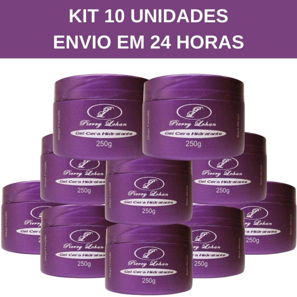 Kit 10 Unidades Gel Cera ou Cola Pierry Lohan 250g Mega Fixação Tranças Baby Hair Profissional  - Envio em 24 Horas