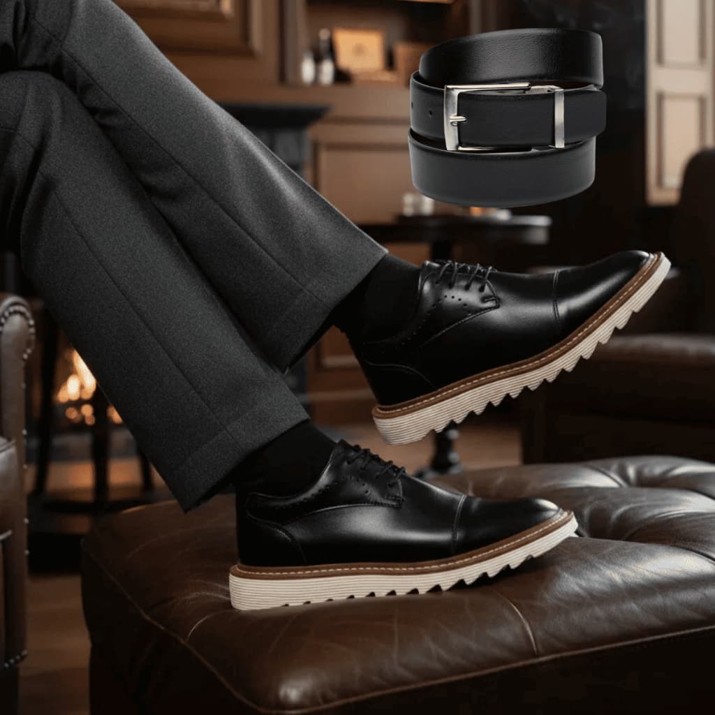 Sapato Social Oxford Verona + Cinto Tratorado Confortável Masculino Social Brogue Festa Igreja