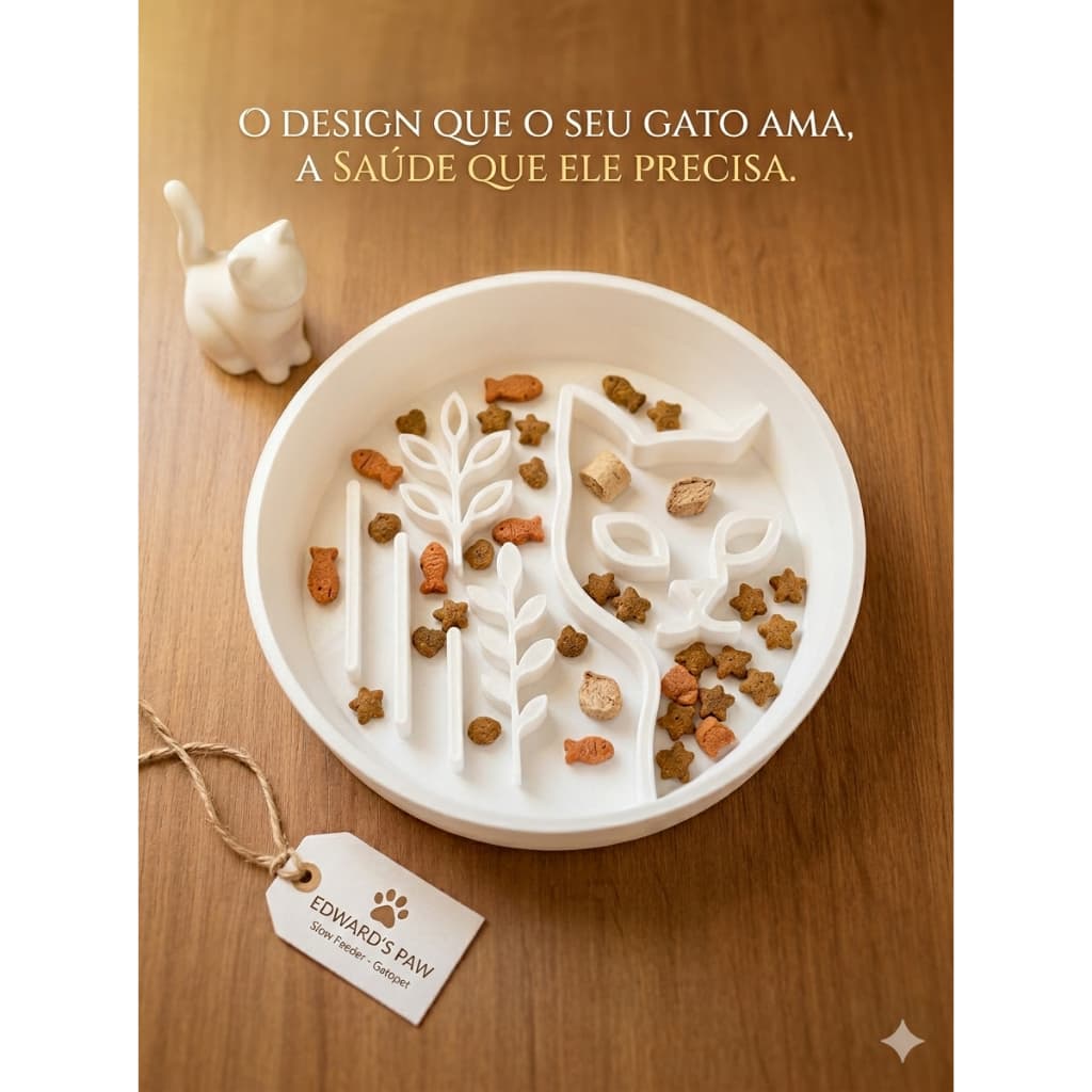 Comedouro Lento para Gatos Pet Slow Feeder Anti-Engasgo Design Gatinho