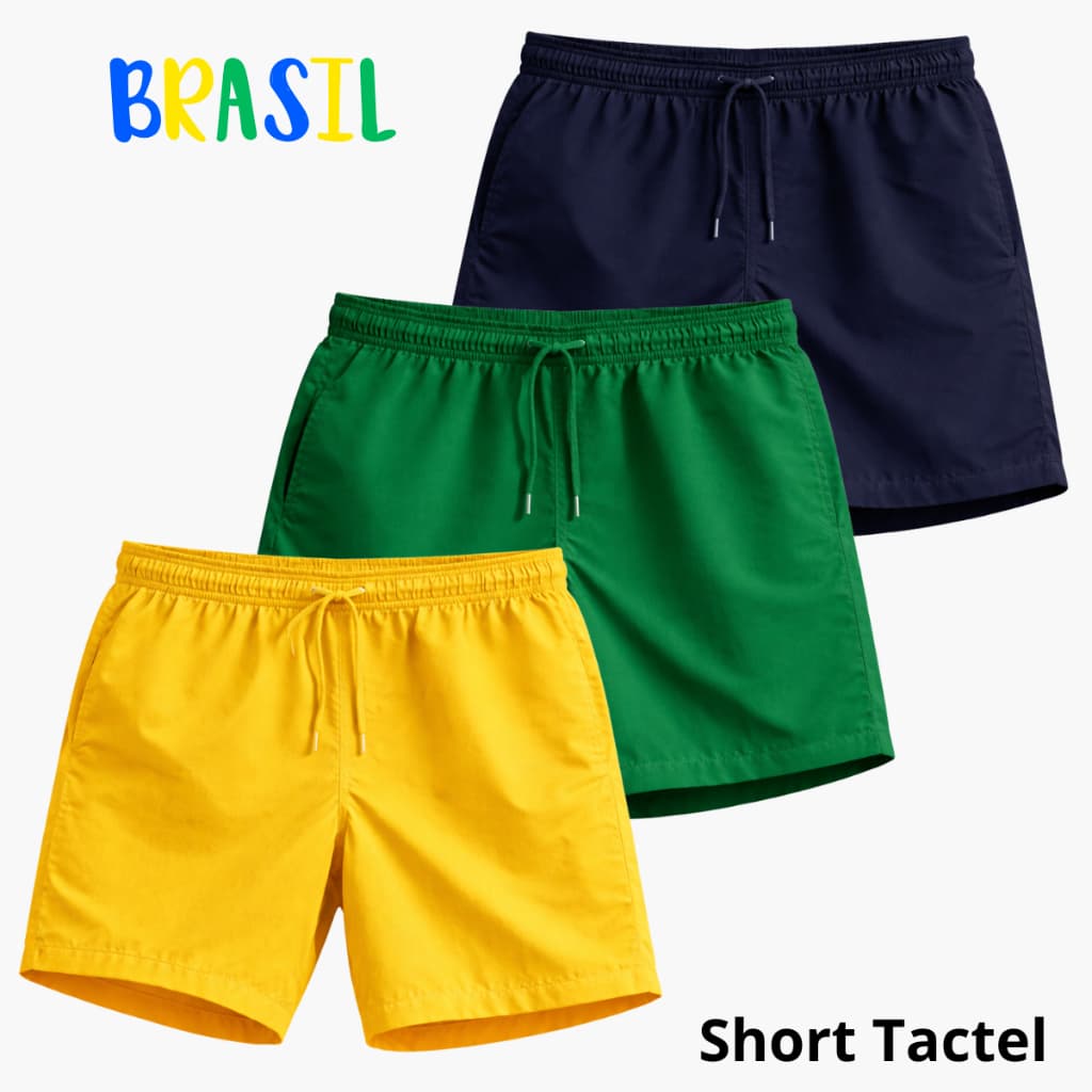 KIT 2 Short Mauricinho Masculino Tactel  Bermuda Lisa de Elástico Leve