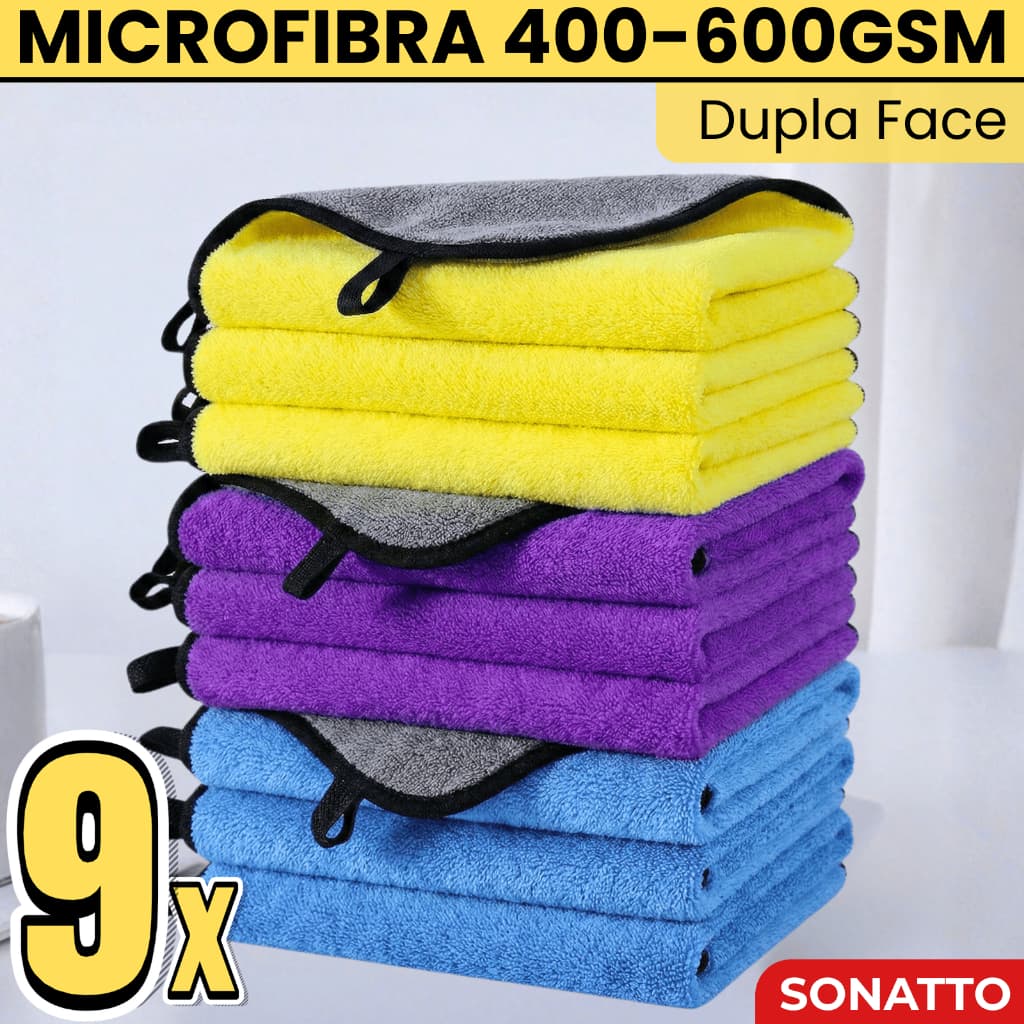 Toalhas Microfibra Premium Automotiva Dupla Face 600GSM e 400GSM Para Lavagem polimento de Carro