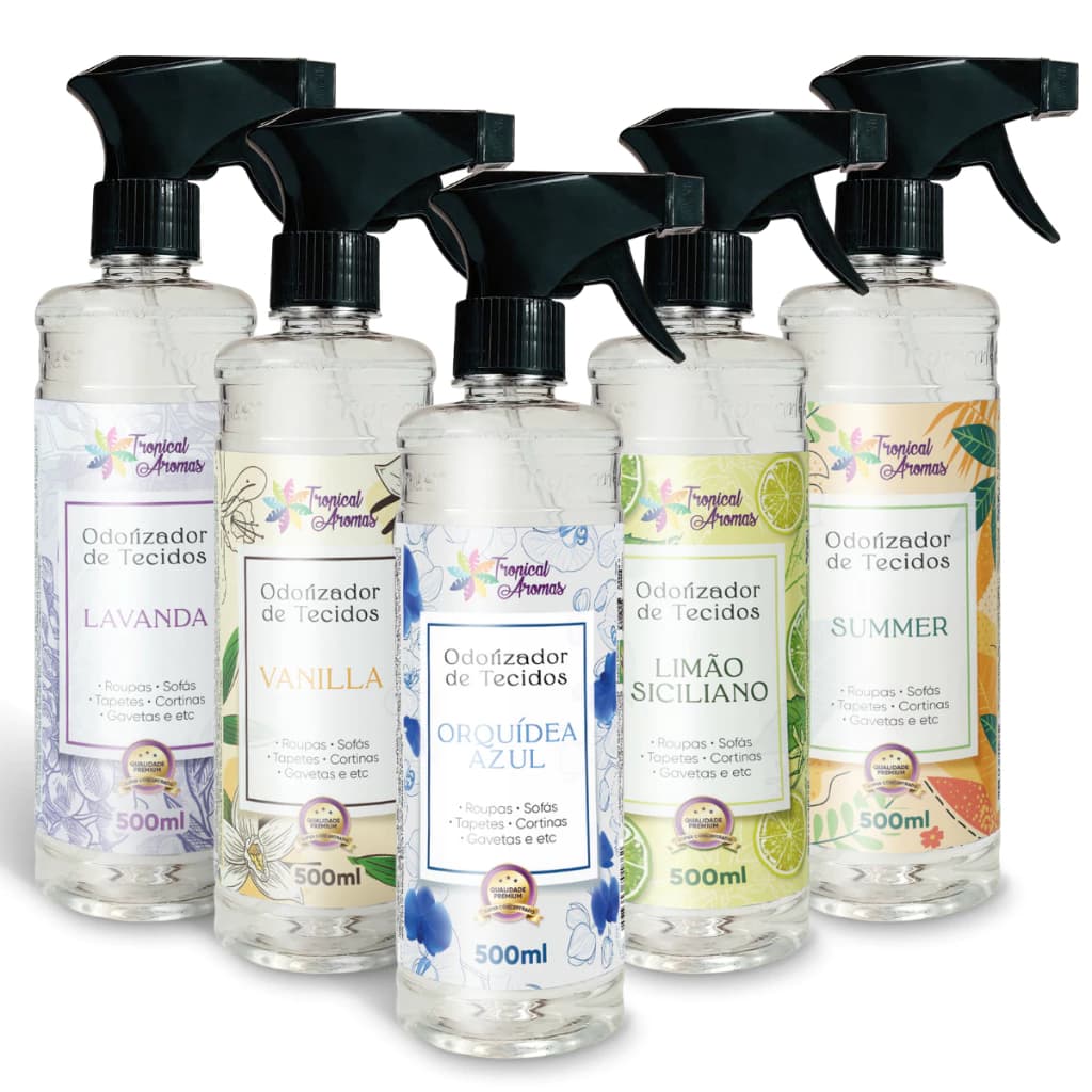Odorizador de Tecidos 6 Aromas 500ml - Lavanda, Limão, Summer, Bambu, Cerejeira, Chá Branco