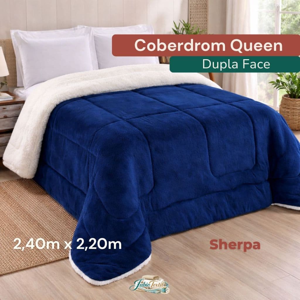 Coberdrom Queen Dupla Face Sherpa Tipo Pele de Carneiro Ultra Macio, Muito Quentinho 2,40m x 2,20m