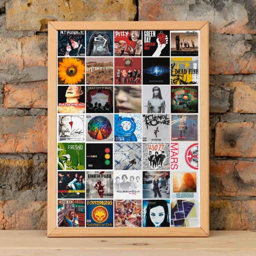Quadro com Moldura Decorativo Bandas de Rock Emocore Tamanho Grande A3 Design Autoral Acetato My Chemical Roma