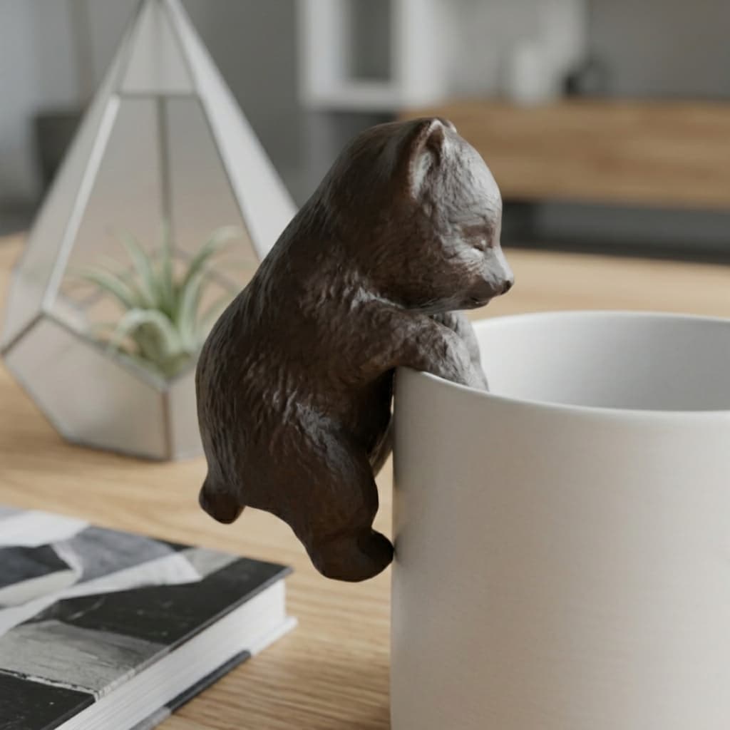 Urso Agarradinho Resina Decorativo Para Borda De Vaso Cachepot Jardim Decoração Sala Mesa