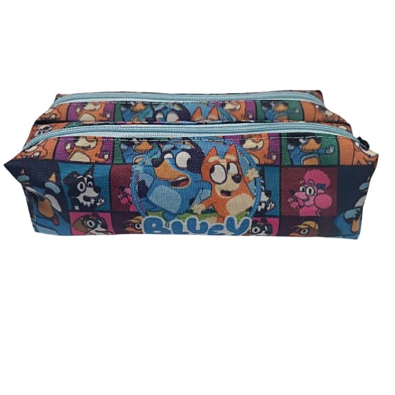 Estojo Duplo Escolar Bluey com Duas divisórias ou Kit Estojo + Caixa de Lápis de cor