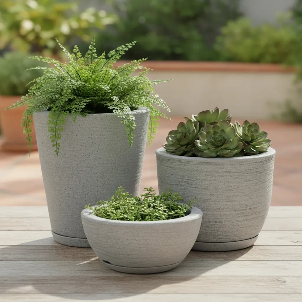 Kit 3 Vasos Polietileno Para Plantas Decorativo Cone Bacia