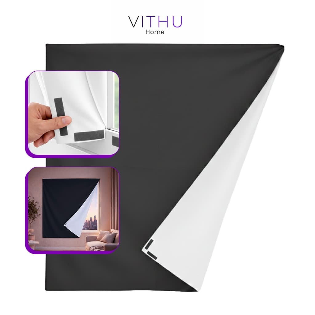 Cortina Blackout Vithu Com Velcro Quarto Cozinha Sala Vedação 100% Preto Bege Cinza Branco Grande