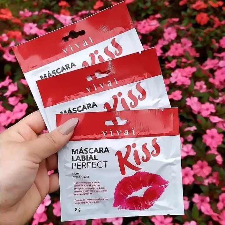 Máscara Labial Hidratante Kiss Vivai com Colágeno Hidrogel Hidratação para Lábios