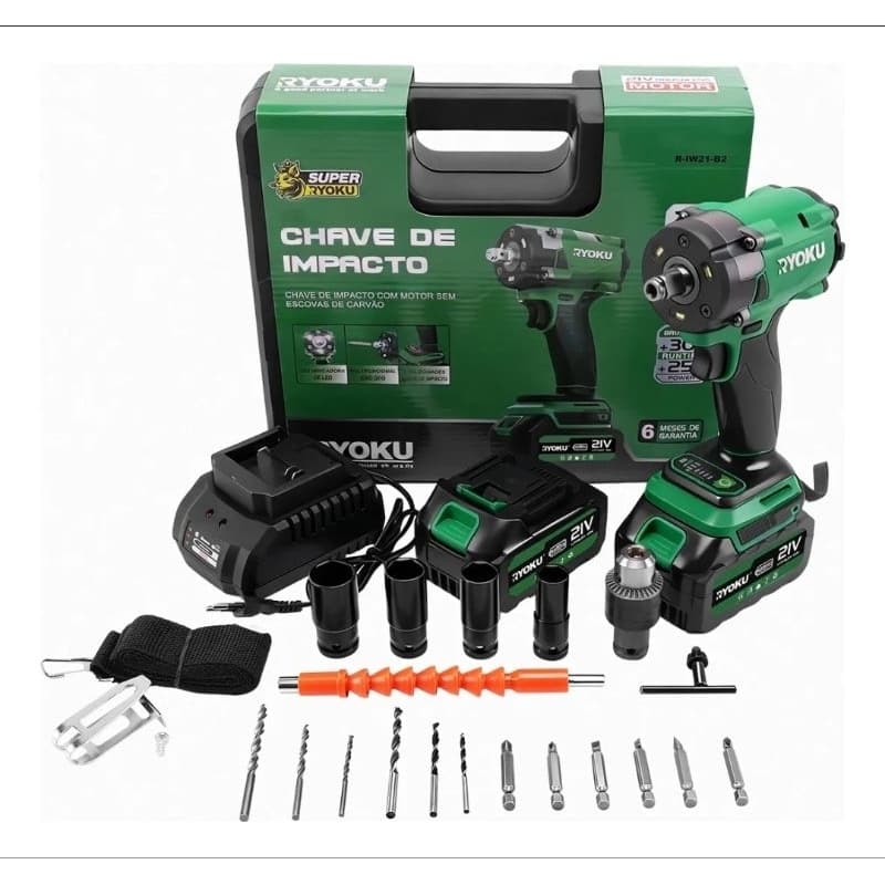 CHAVE DE IMPACTO PROFISSIONAL RYOKU 21V – ALTA POTÊNCIA COM PREÇO IMBATÍVEL! 🔧⚡