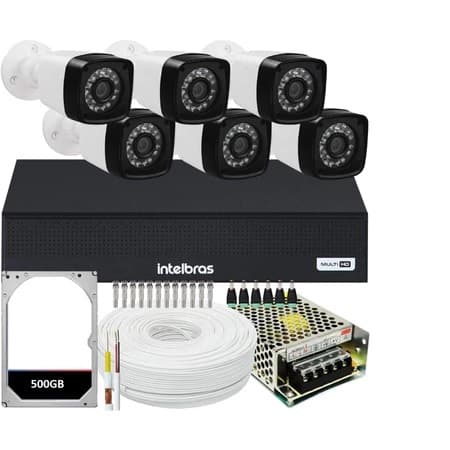 Kit 6 Câmeras de Segurança Full Hd 1080p 2mp Dvr 8Ch Intelbras c/hd