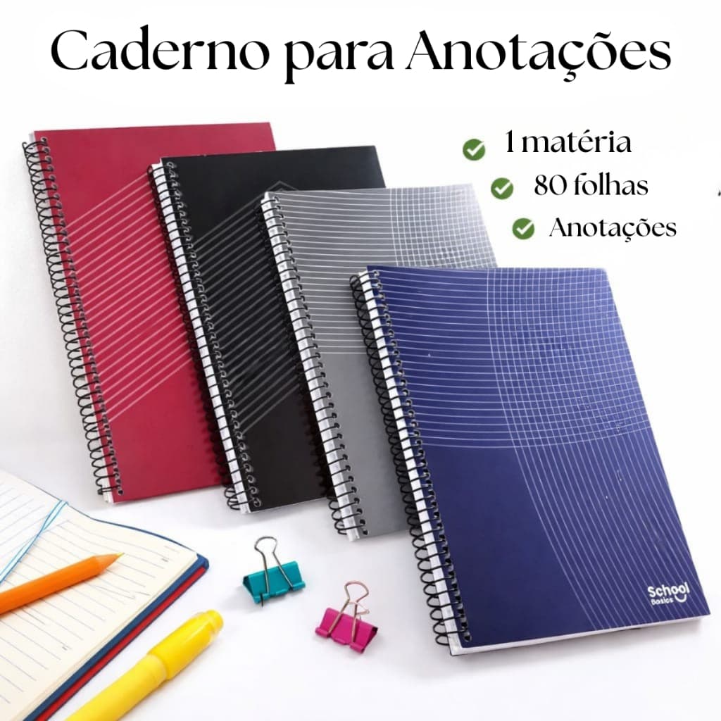 Caderno Universitário Capa Dura 1 Matéria 80 Folhas