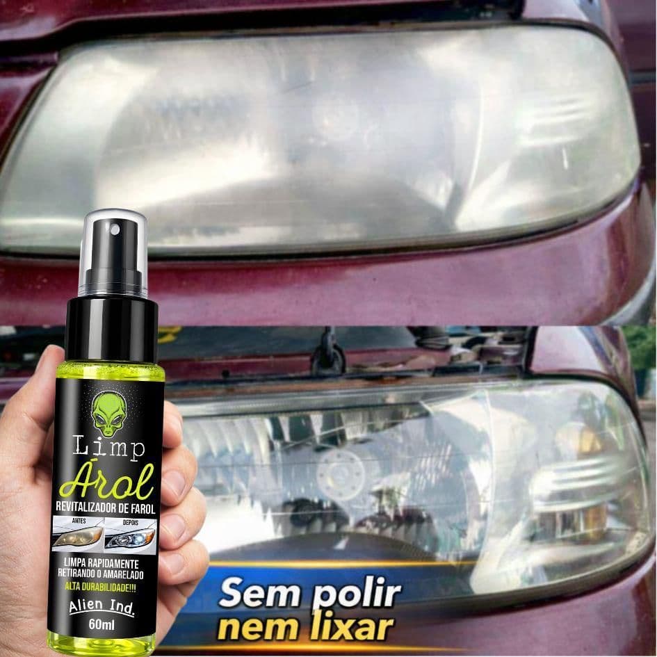 Revitalizador de Farol Automotivo Restaura Limpa Tira Amarelado e Riscos Efeito Polimento Alien Ind