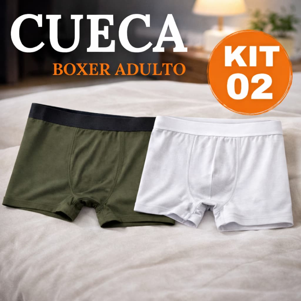 kit 2 Cueca Boxer Premium, Algodão Premium super macia