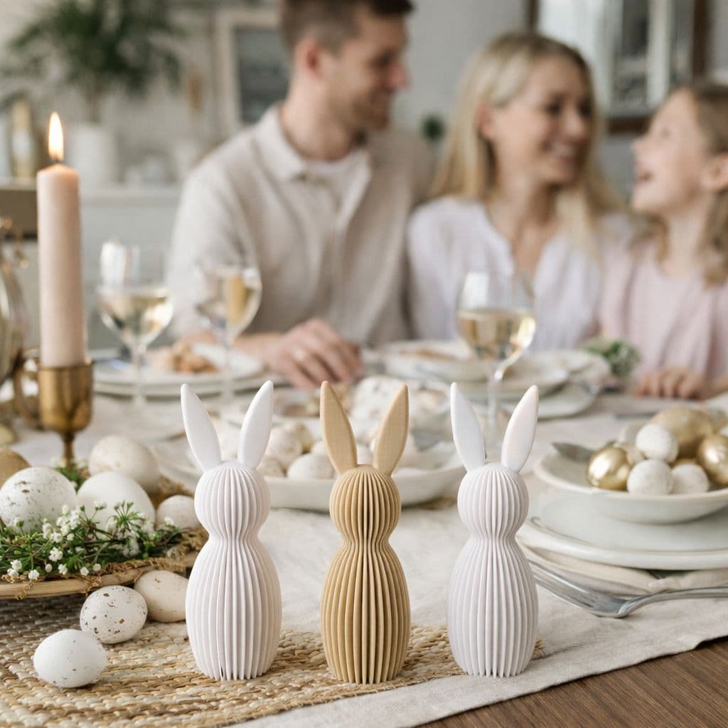 Coelhinhos minimalista  de Páscoa  KIT C 3 Enfeite Mesa Posta  Decoração Elegante Sala Casa