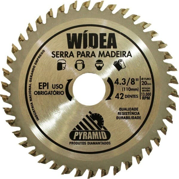 Disco Serra Widea 4.1/2 110mm Pyramid 42 Dentes Para Madeira Corte Rápido Forte e Durável