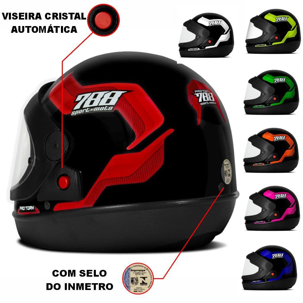Capacete Moto Fechado Feminino Masculino New Sport Moto 788 SM Barato Envio Rápido Pro Tork
