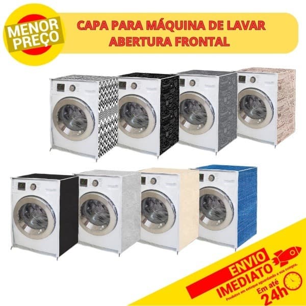 Capa Para Maquina de Lavar Com Abertura Frontal C/ Zíper Lava e Seca Electrolux Brastemp Consul