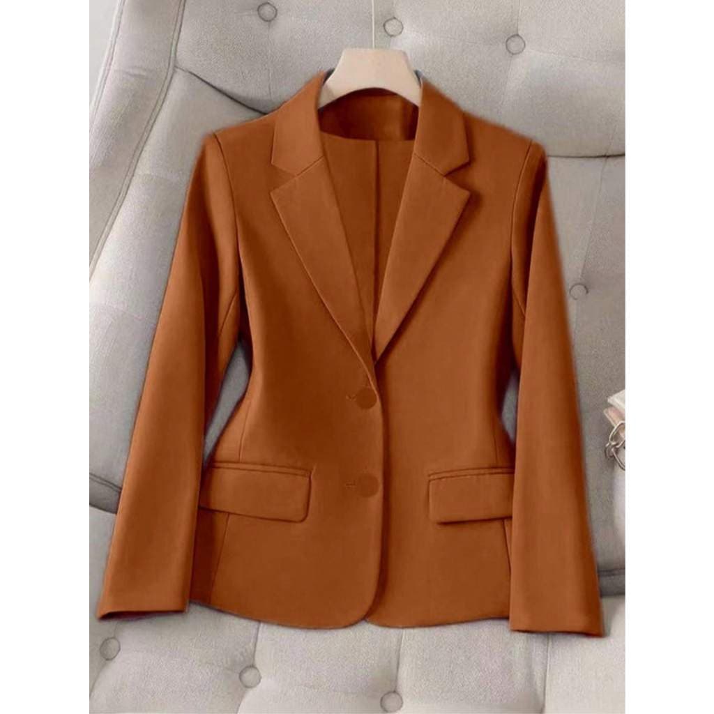 Blazer alfaiataria feminina elegante casaco liso 2 botões linda verão manga longa