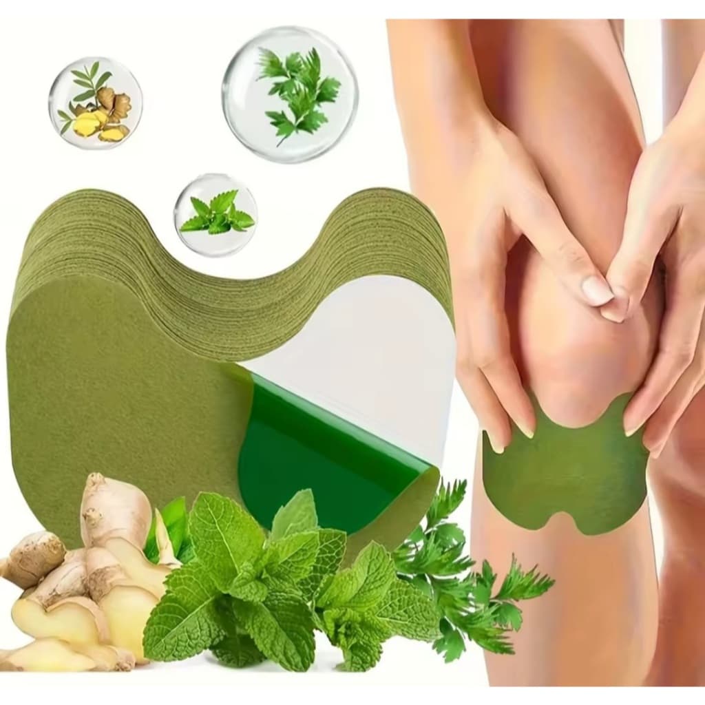 Adesivo Herbal Natural para Dor | Patch de Losna, Gengibre e Hortelã | Alívio Muscular e Articular