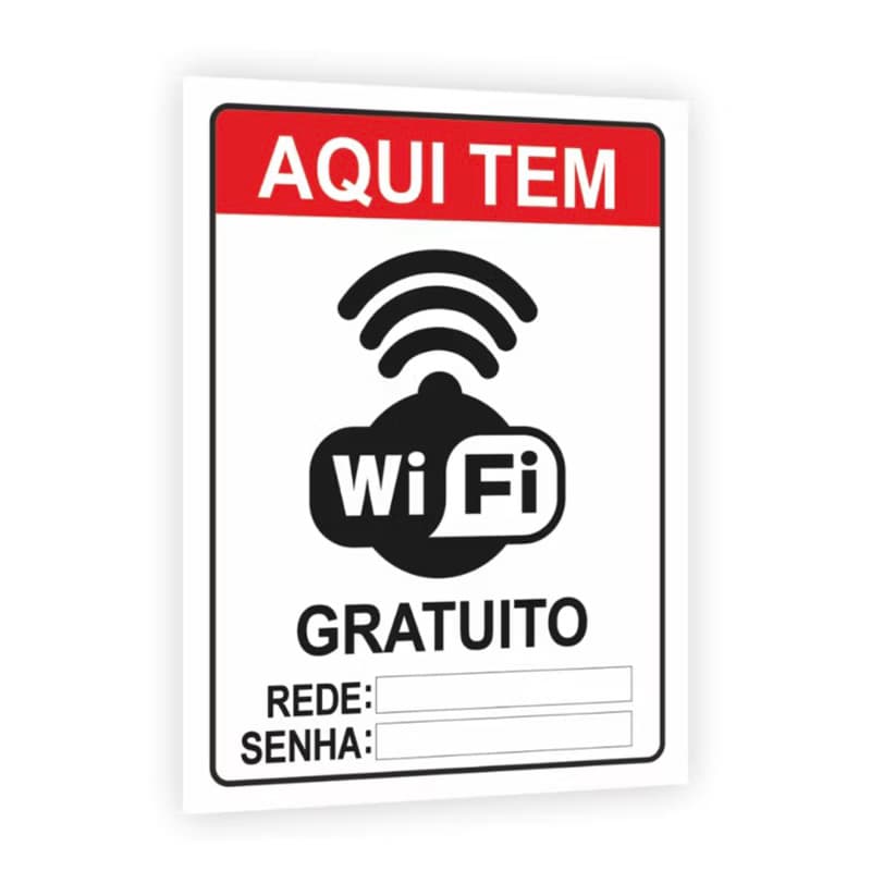 Placa Sinalização Wifi 20x15cm Lugar P/ Colocar Senha E Rede