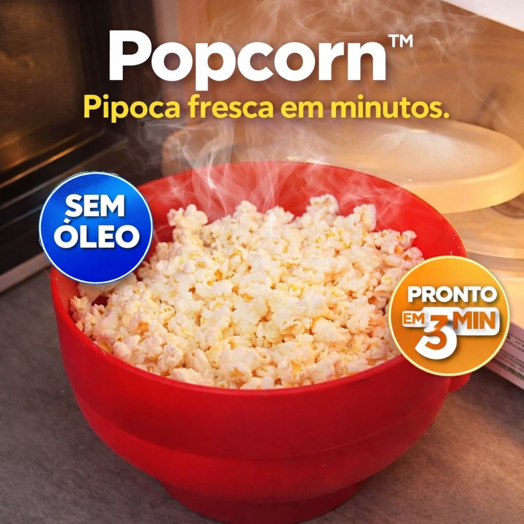 Balde Pipoqueira de Silicone para Micro-ondas 🍿