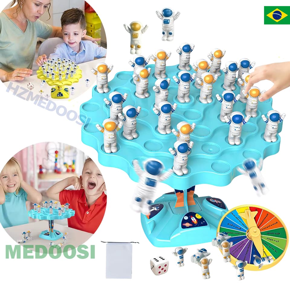 Jogo de Equilíbrio Espacial - Brinquedo Educativo que Estimula Concentração, Coordenação e Trabalho em Equipe em Família