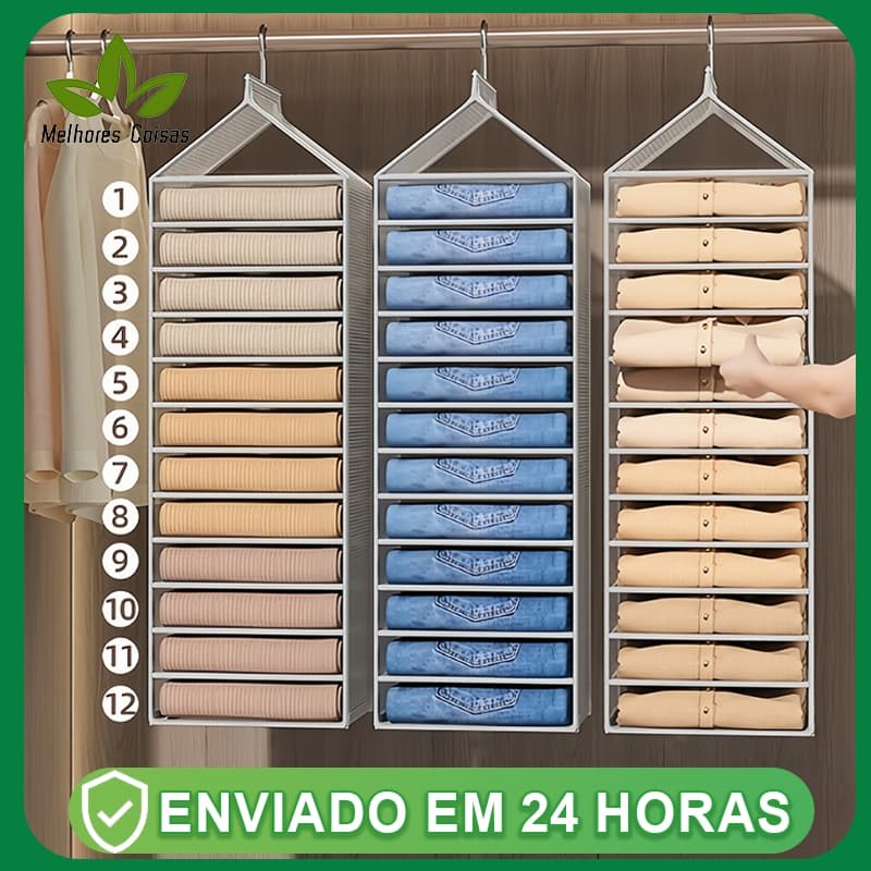 12 Nichos Organizador de Guarda-Roupa Suspenso Colmeia Vertical para Calças e Roupas