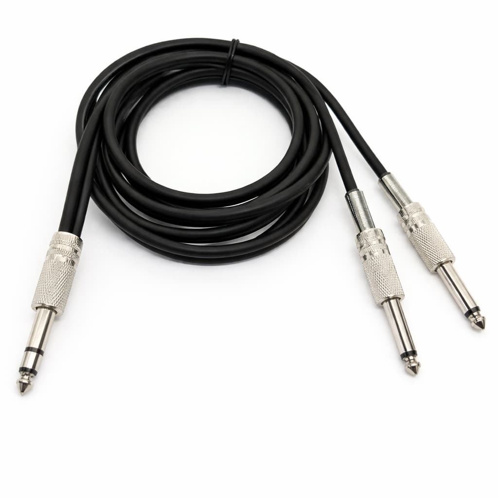 Cabo P10 Stereo x 2 P10 Mono Y Splitter Para Mesa De Som Interface Amplificador