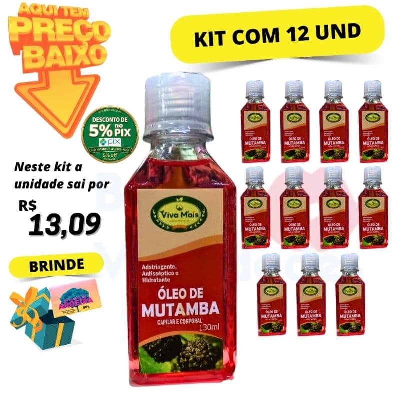 Kit com 12 Óleo Capilar de Mutamba Viva Mais 130ml