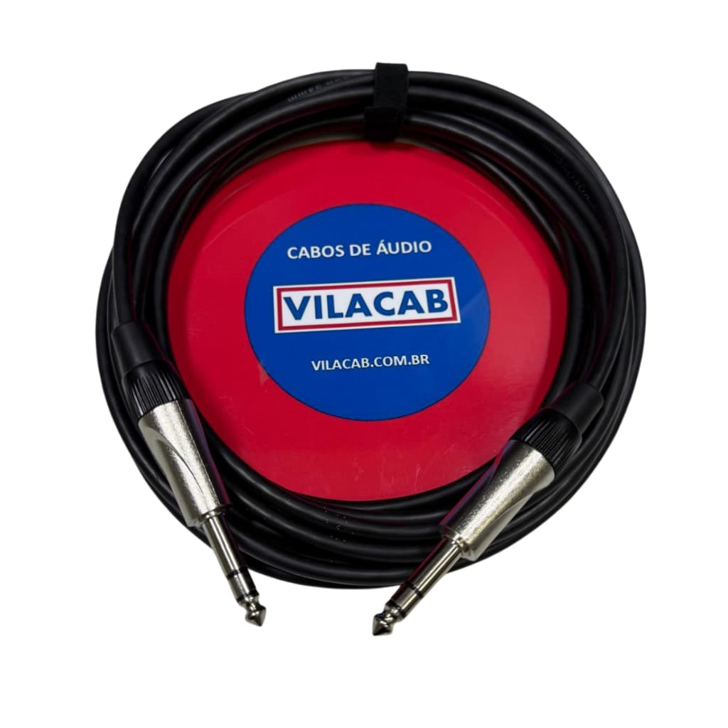 Cabo P10 x P10 Stereo Niquelado Reforçado Profissional Vilacab - Escolha o Tamanho - Trs Áudio Som