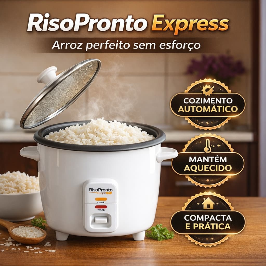 Panela Elétrica de Arroz Automática 1,3L RisoPronto Express | Cozimento Automático + Manter Aquecido