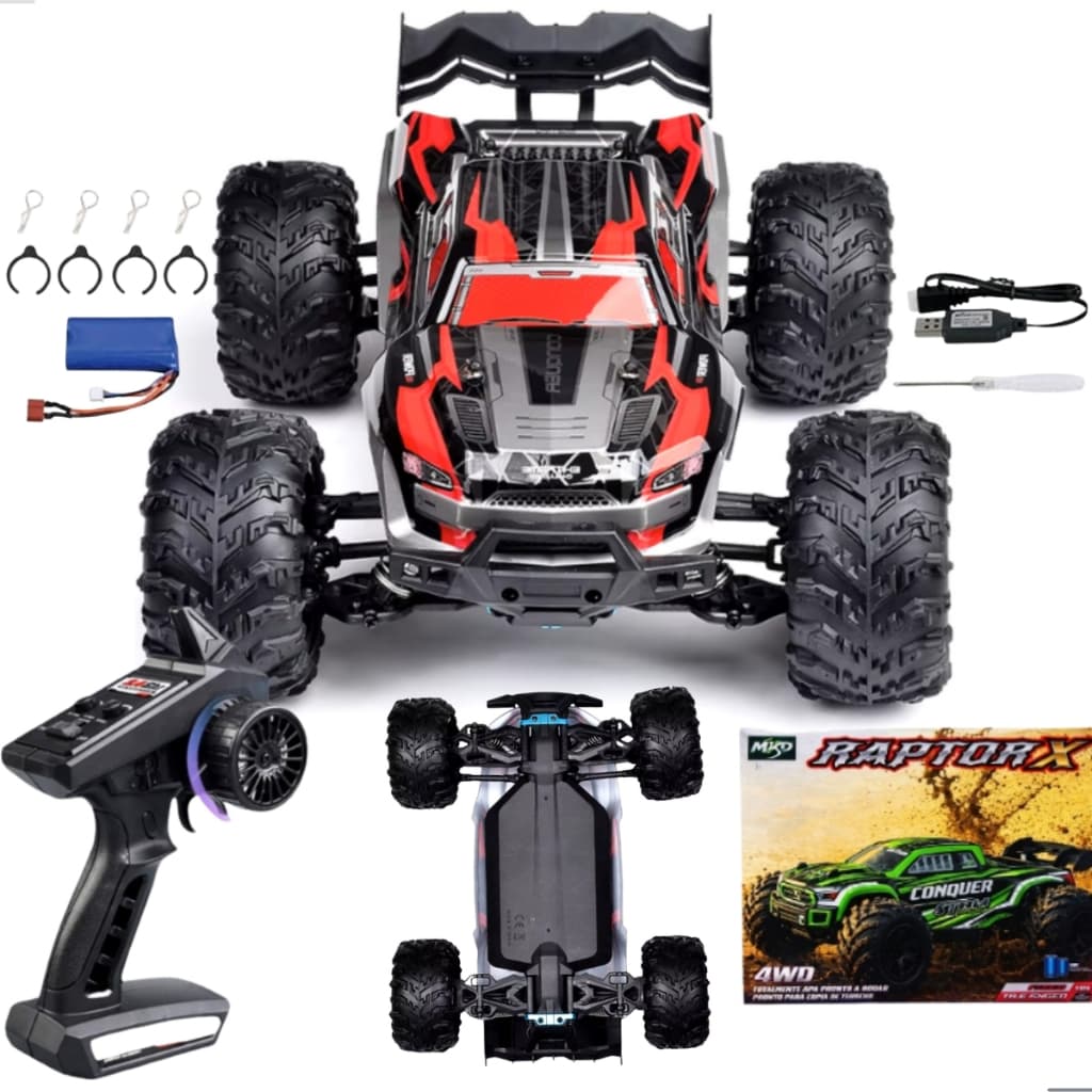 Carrinho de Controle Remoto 4X4 Jeep Automodelo RC Competição Conquer 50KM/H 1X Baterias 1:16 Trilha