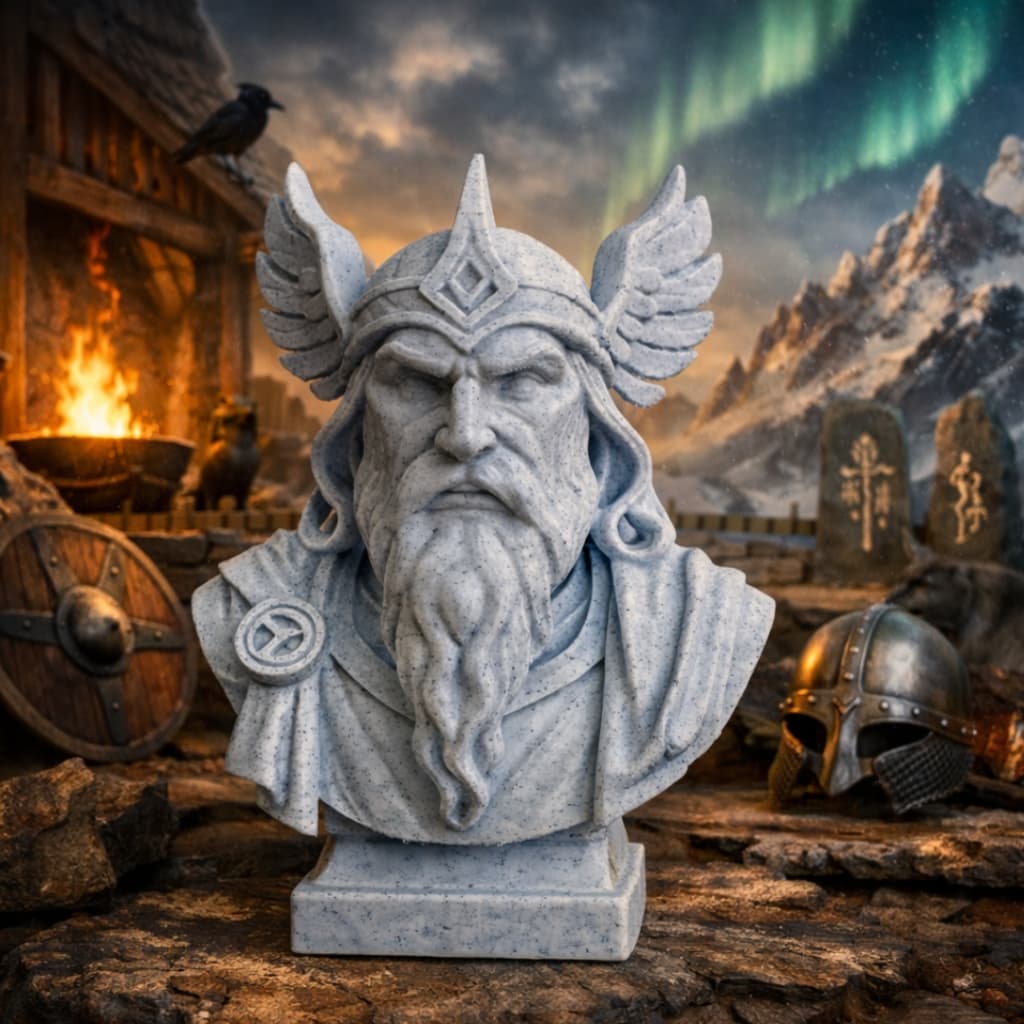 Busto Odin Mitologia Nórdica Europa God of War - Colecionável