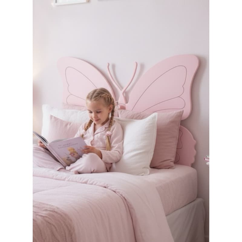 Cabeceira Infantil Borboleta MDF Decoração Quarto Menina Cama Box Solteiro