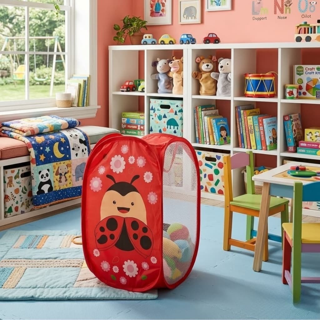 Cesto Organizador Infantil  De Roupas Brinquedos Dobrável Transparente Com Alças