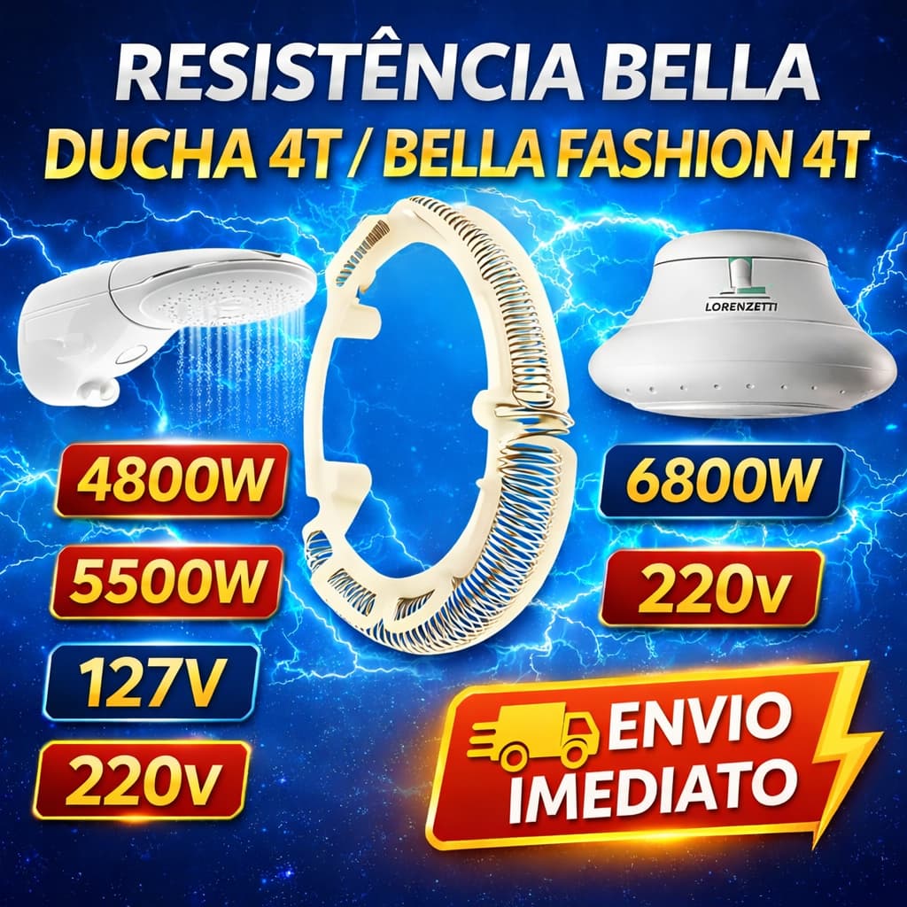 Resistência lorenzetti Compatível  Bella Ducha 4T / D.Fashion 4t / Ultra 4T –220/110 4400/6800/5500