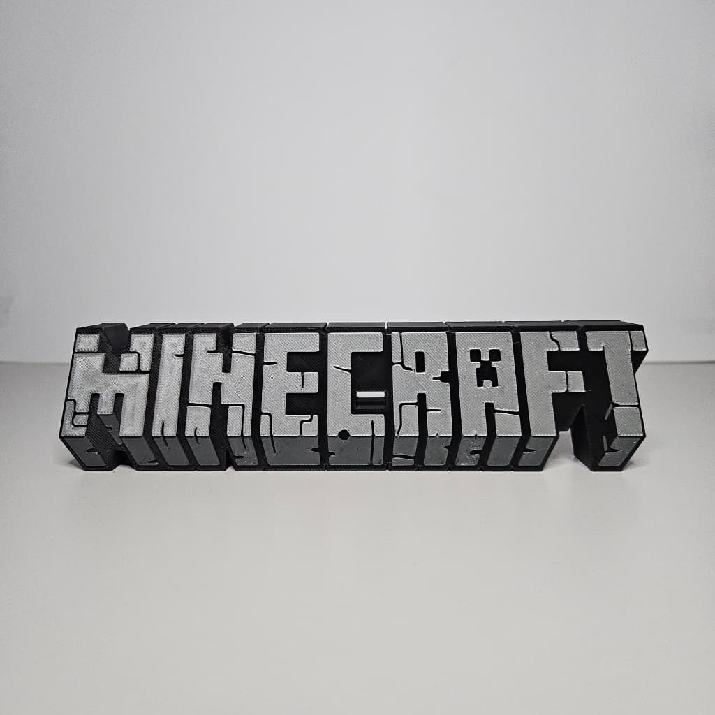 Letreiro Minecraft 3D Decorativo | Logo Game para Setup Gamer Quarto Geek