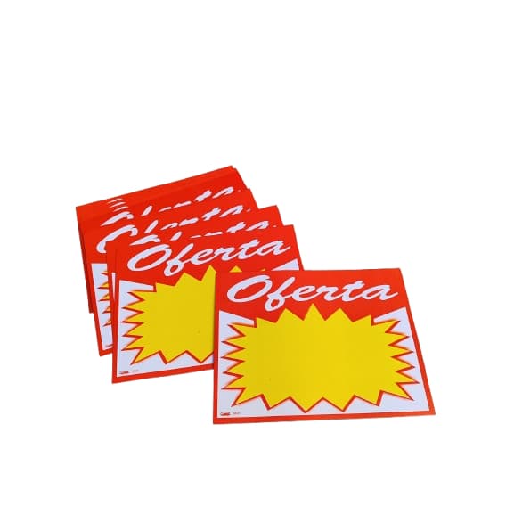 Cartaz Oferta Retangular 15,5 x 11,5cm - Papel Vermelho Super Promoção - C/18 Unidades