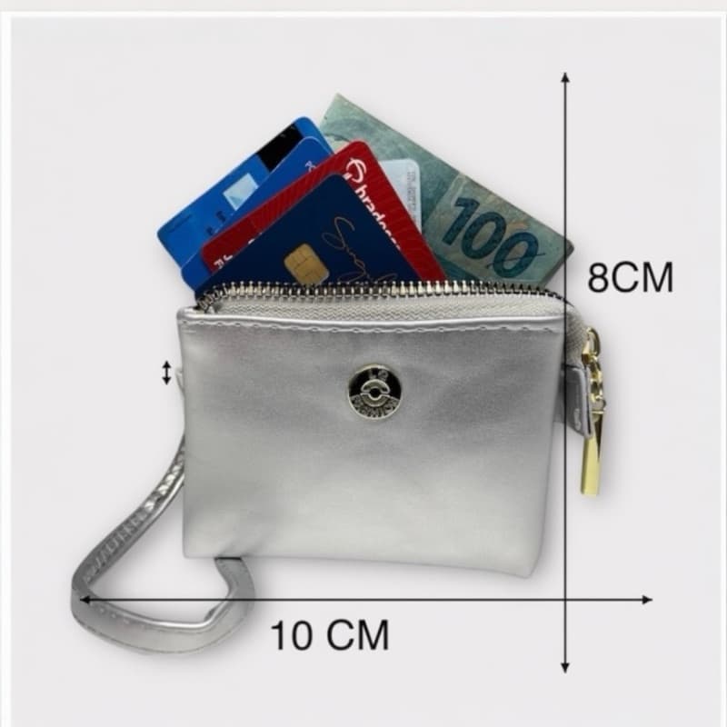 Mini Carteira Porta Moedas, Cartões Feminina com zíper