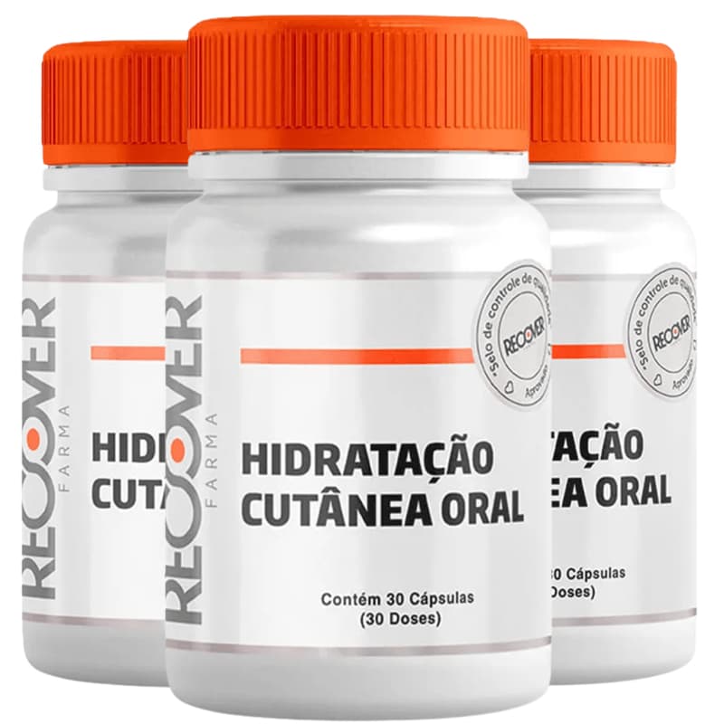 Kit com 3 unidades de Hidratação Cutânea Oral 30 Cápsulas