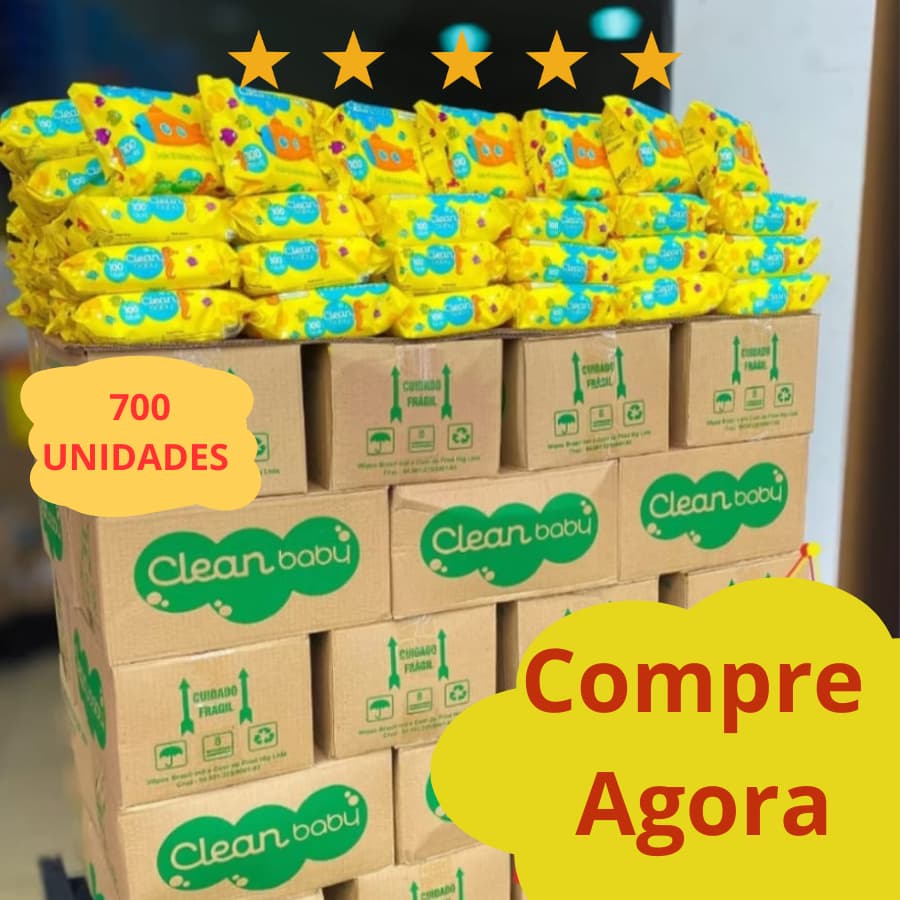 Caixa Kit Com 7 Pacotes Lenços Marca Clean Baby Higiene Bebe