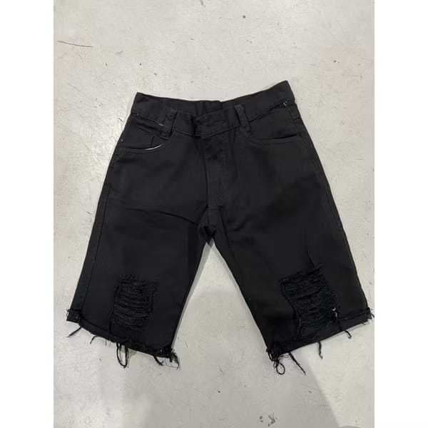 Shorts Masculino Infantil Preto Rasgado Destroyd Moda Juvenil