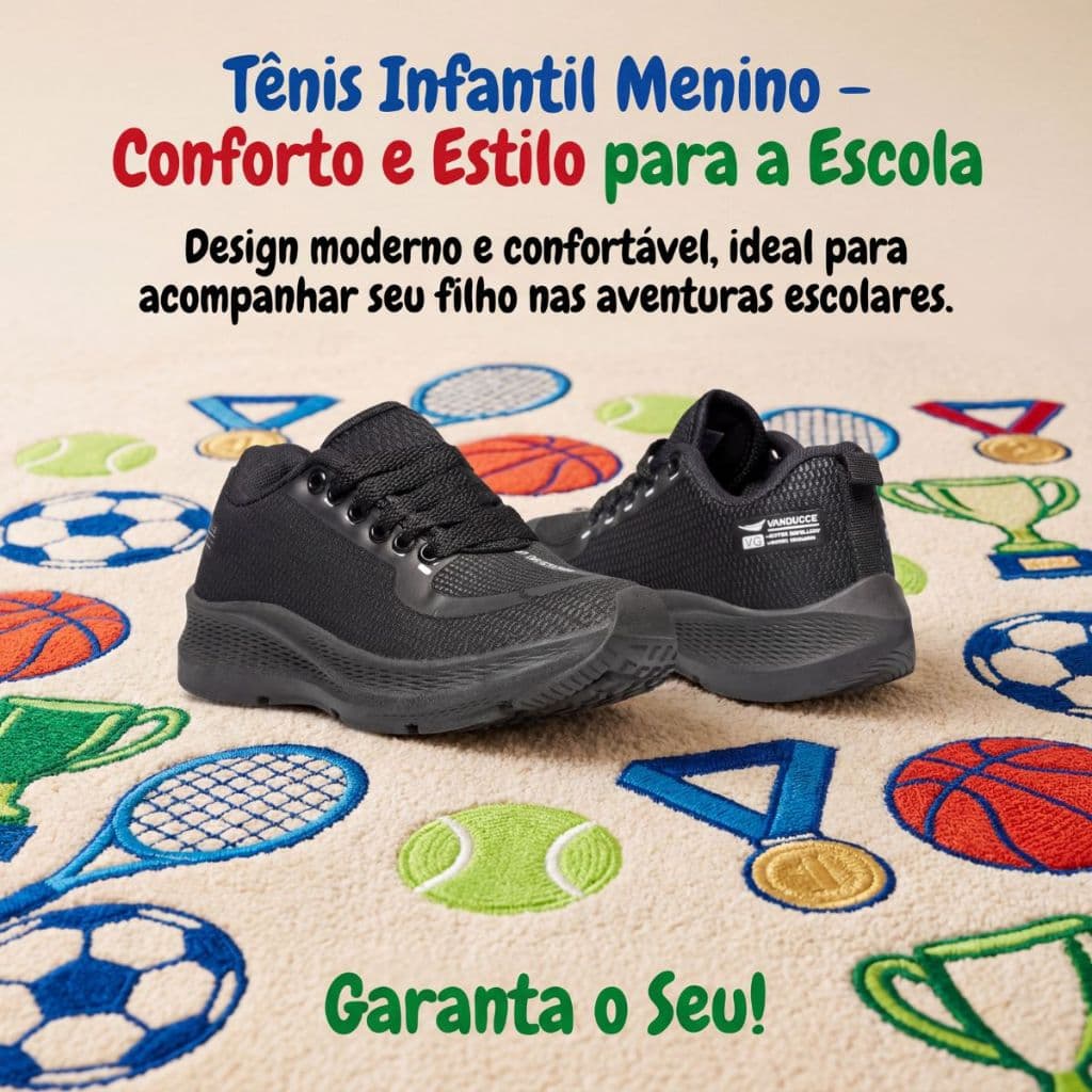 Tênis Esportivo Infantil Menino – Ideal Para Esportes, Corridas e Brincadeiras | GARANTA O SEU!