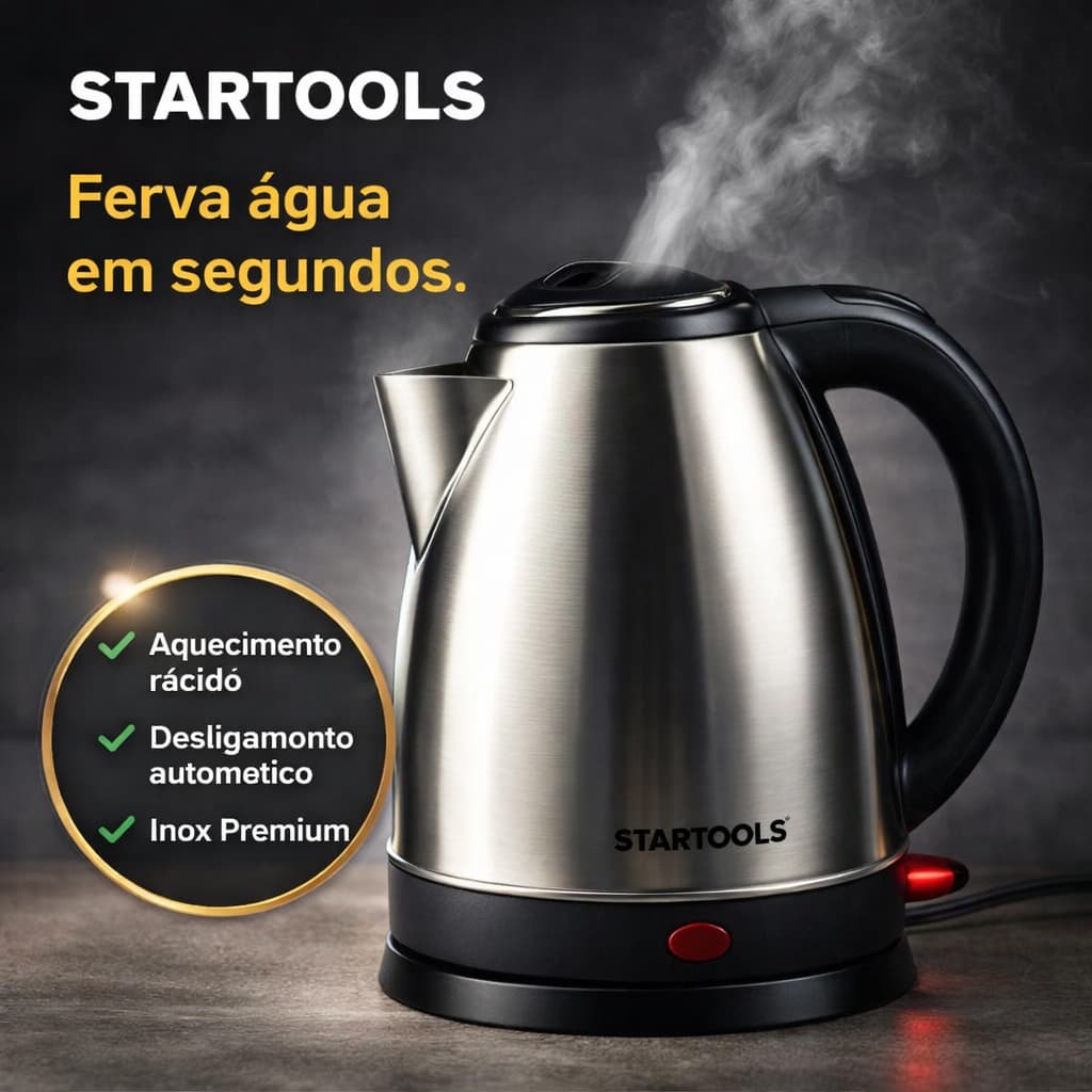 Chaleira Elétrica Inox 2L 220V Aquecimento Rápido Desligamento Automático
