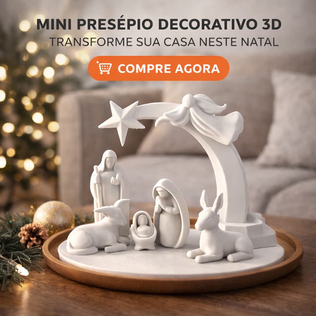 Mini Presépio Branco Sagrada Família Decoração de Natal Religiosa Enfeite Mesa Presépio Decorativo