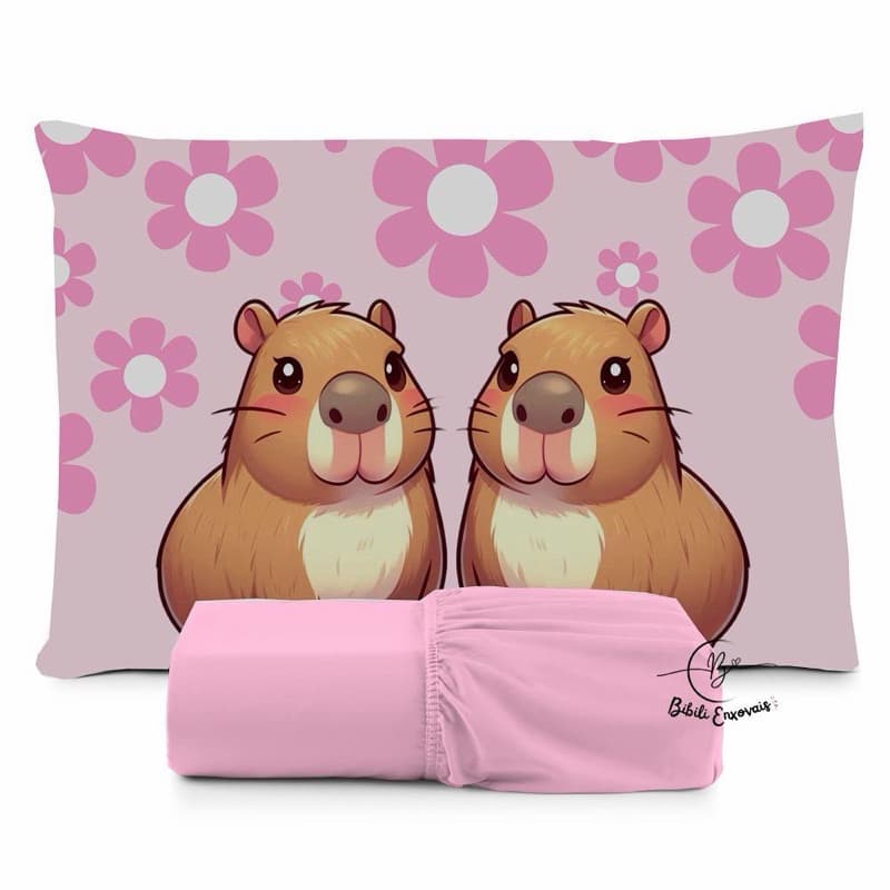 JOGO DE LENÇOL SOLTEIRO 2 PEÇAS, LENÇOL DE ELASTICO, CAPA DE TRAVESSEIRO, CASAL CAPIVARA
