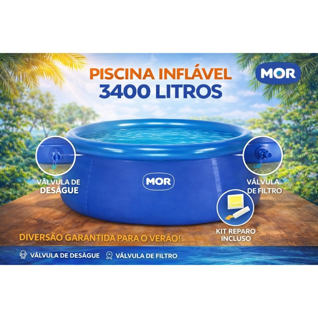 Piscina Redonda Inflavel 3400 Litros 1050 - Mor