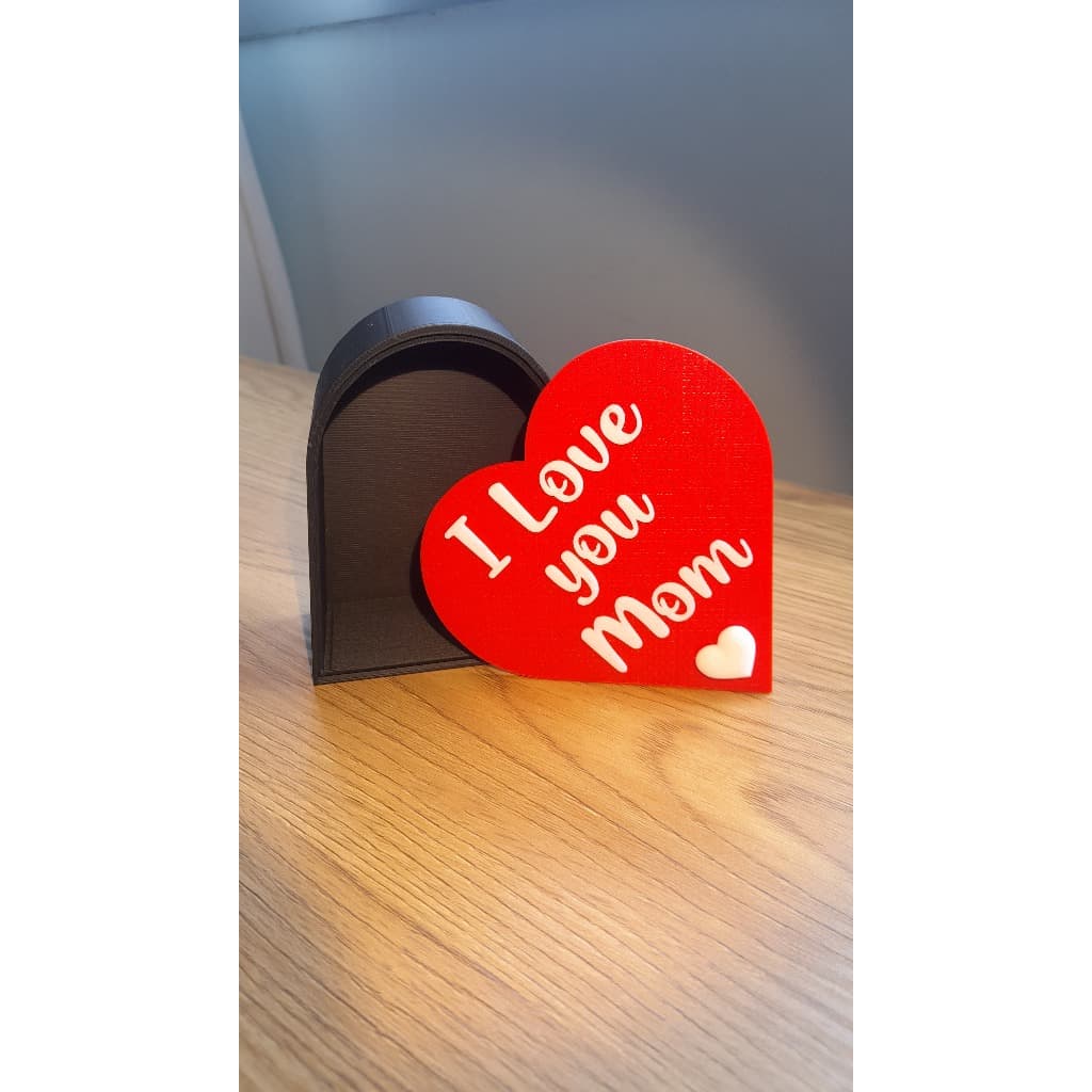 Caixa de presente em forma de coração - I LOVE YOU MOM/EU TE AMO MÃE