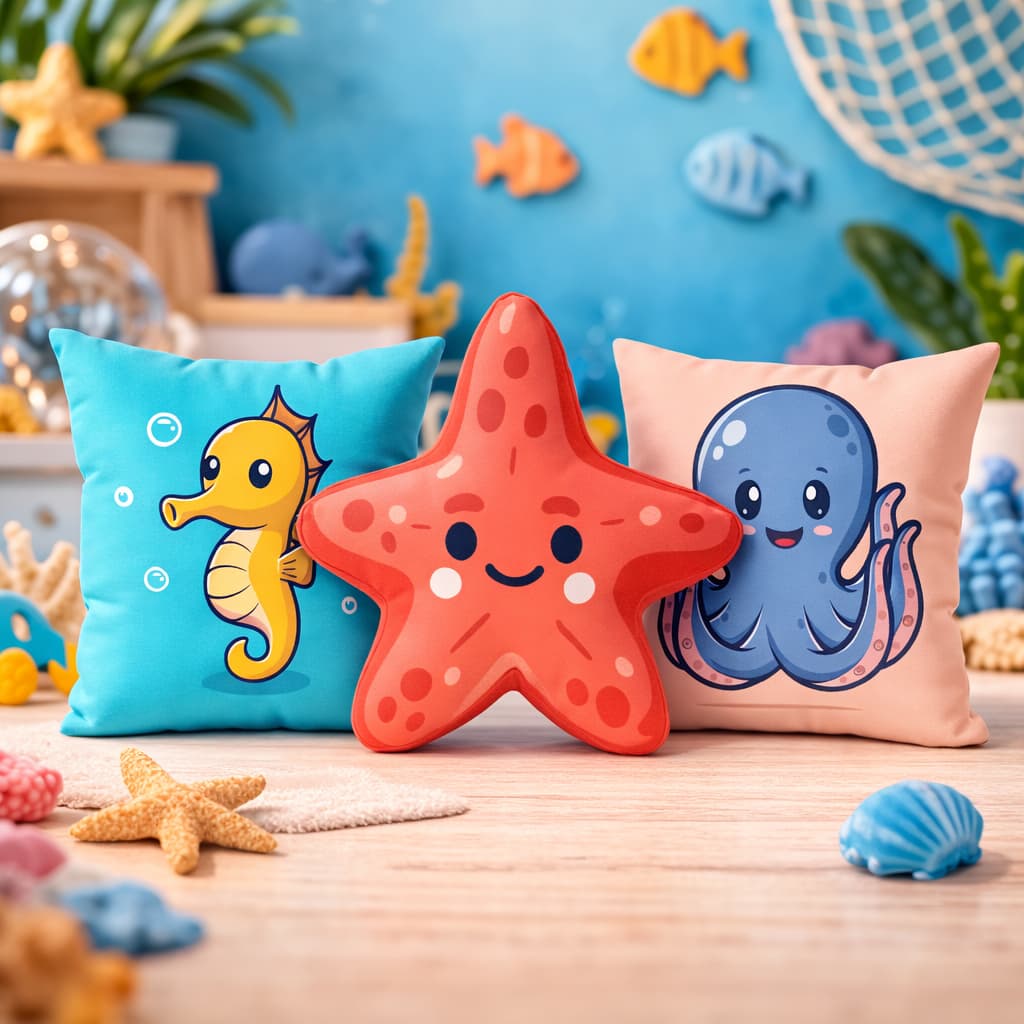 Kit de Almofadas Decorativa 45x45cm - Fundo do Mar